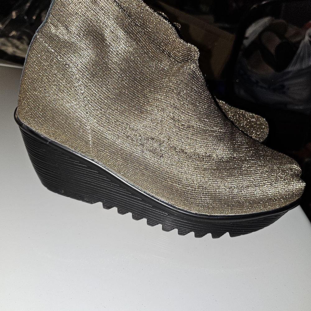 Stylish Gold Wedge Ankle Boots